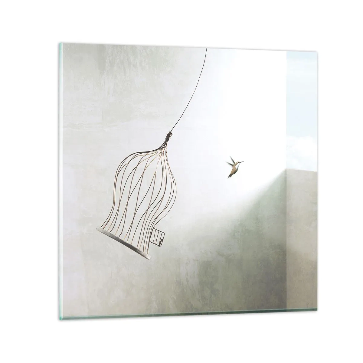 Quadro em vidro - Enfim a liberdade - 40x40 cm