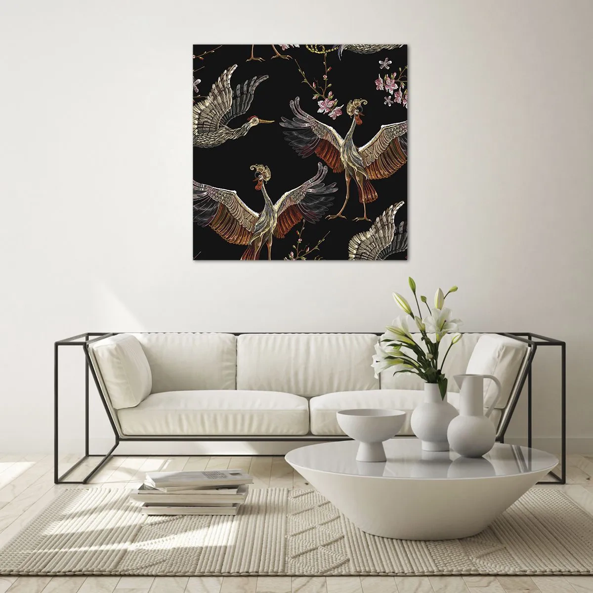 Quadro em vidro - O pássaro de conto de fadas - 50x50 cm