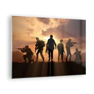 Quadro em vidro - Irmãos de armas - 70x50cm - Brothers in arms - Decoração de parede moderna para a sala de estar e quarto ARTTOR