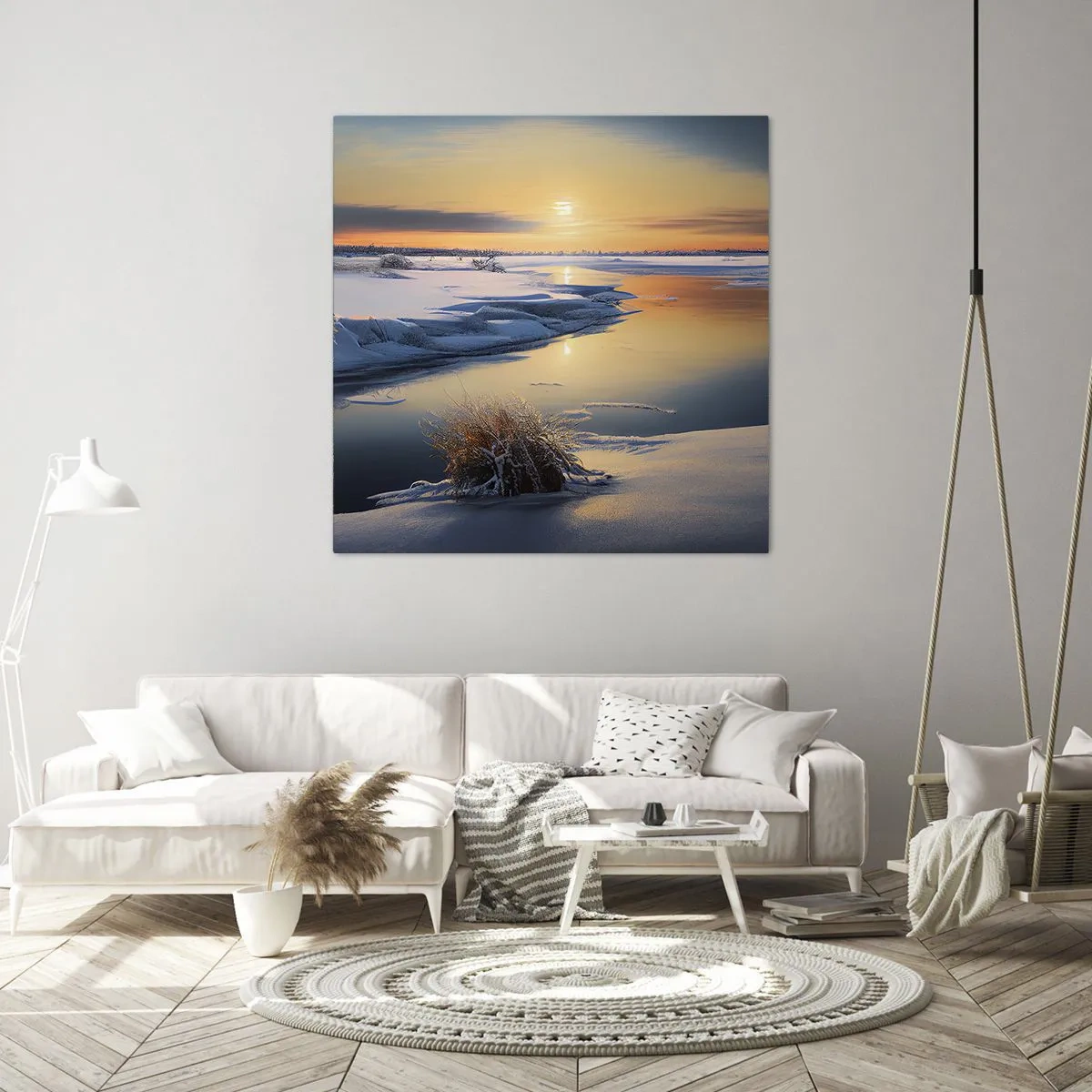 Quadro em tela - Pôr do sol de inverno - 60x60 cm