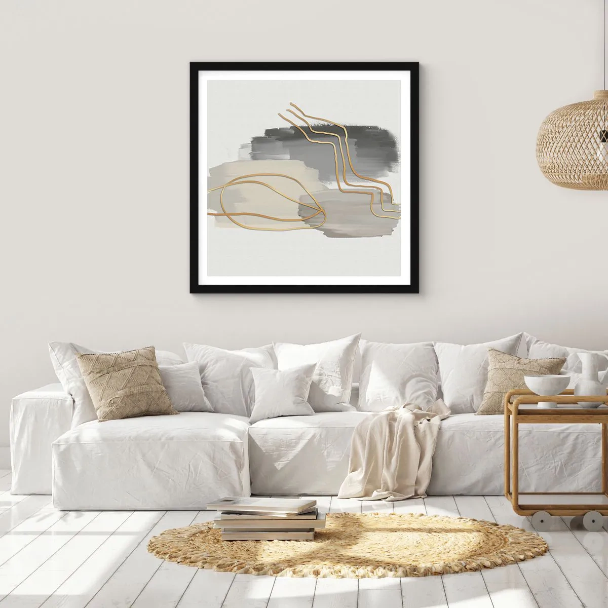 Pôster com moldura preta - Duração e movimento - 30x30 cm