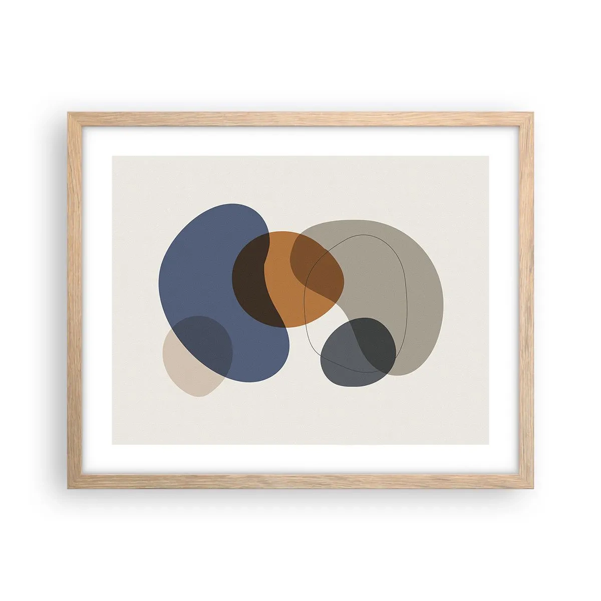 Pôster com moldura de carvalho claro - Gotas de cor - 50x40 cm