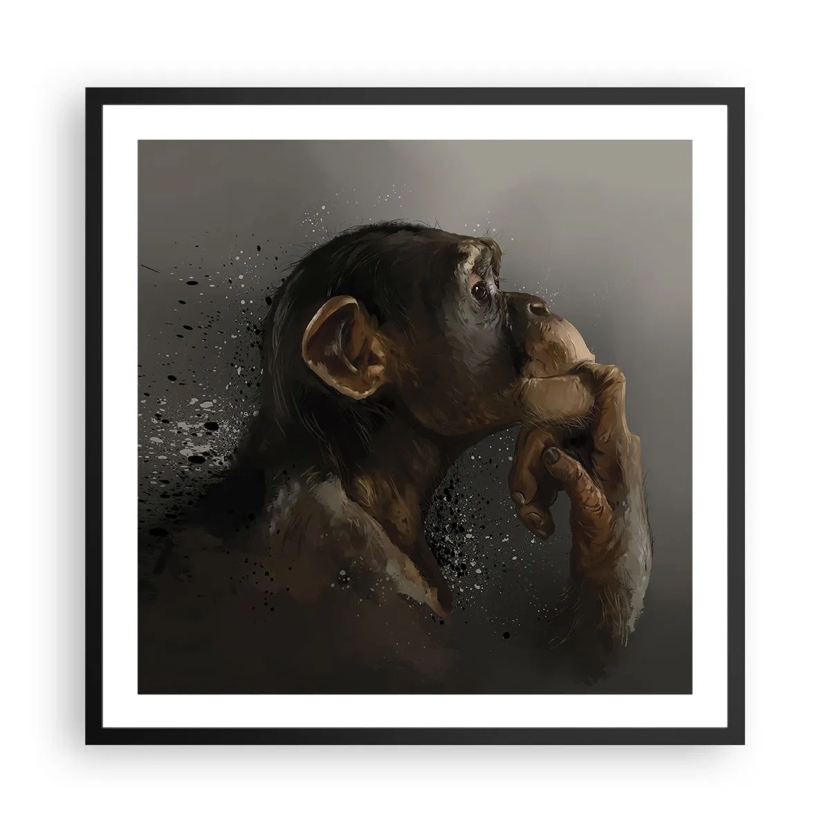 Pôster com moldura preta - Certamente um pensador - 60x60 cm