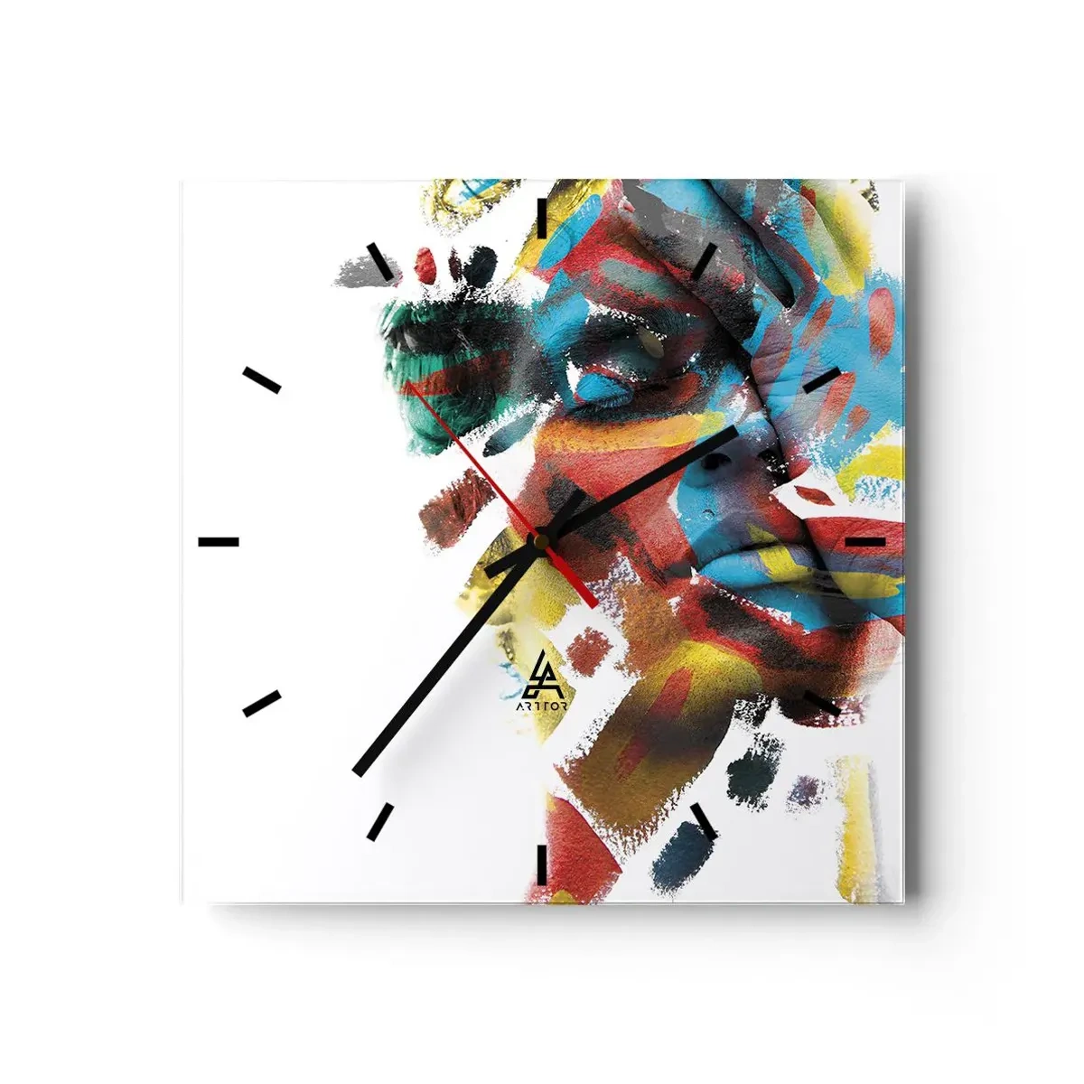 Relógio de parede - Relógio em vidro - Personalidade colorida - 40x40 cm