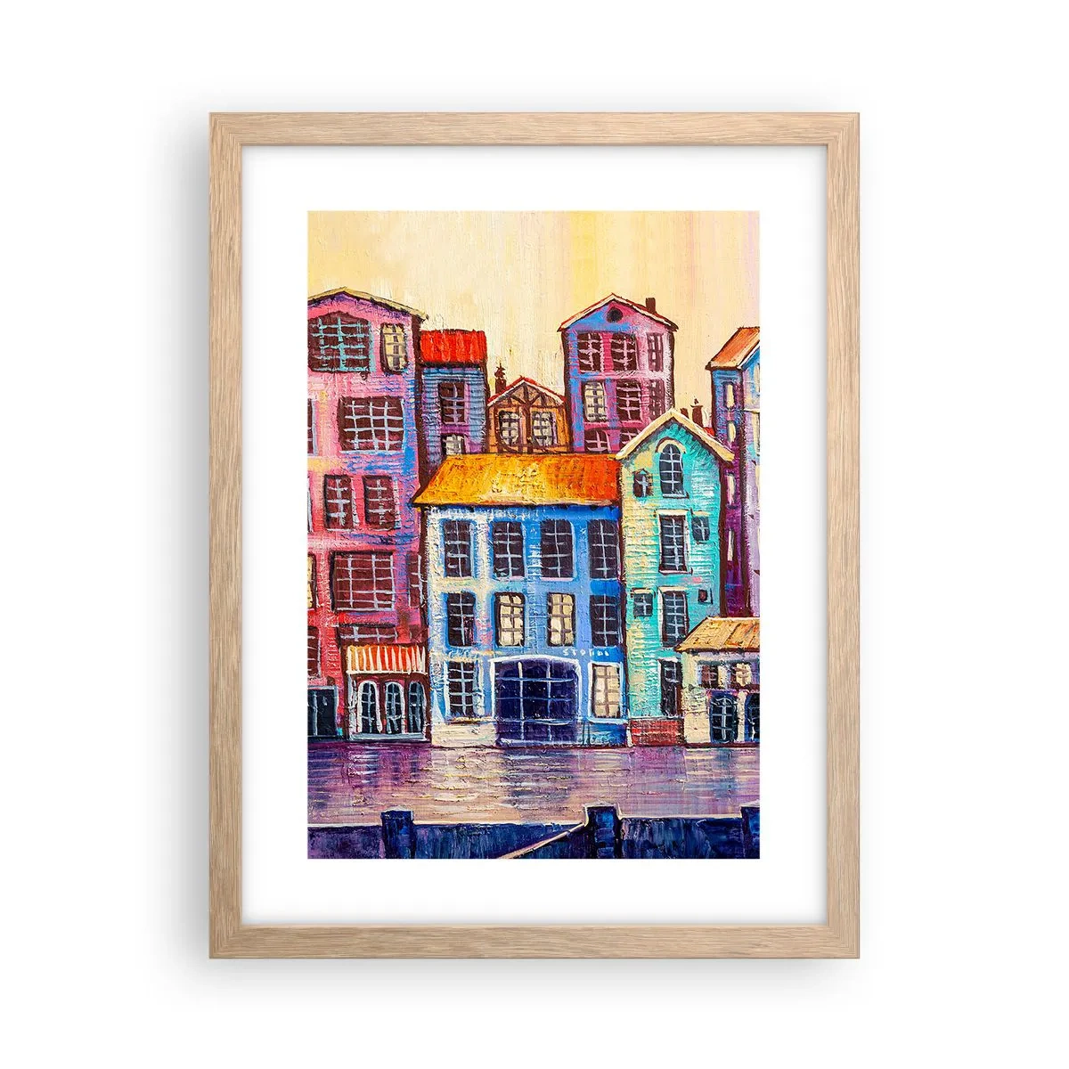 Pôster com moldura de carvalho claro - Uma cidade como de um conto de fadas - 30x40 cm
