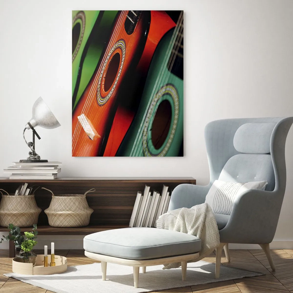 Quadro em vidro - A guitarra tem muitas cores - 50x70 cm