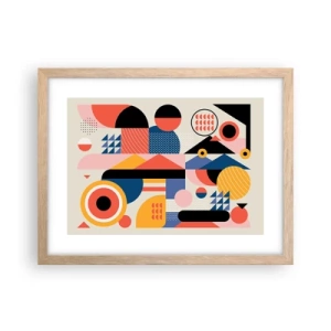 Pôster com moldura de carvalho claro - Composição: brincar - 40x30 cm