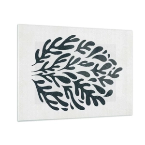 Quadro em vidro - Forma orgânica preta em fundo branco - 70x50cm - Formas da natureza - Decoração de parede moderna para a sala de estar e quarto ARTTOR