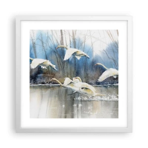 Pôster em moldura branca - Como no conto de fadas sobre cisnes selvagens - 40x40 cm