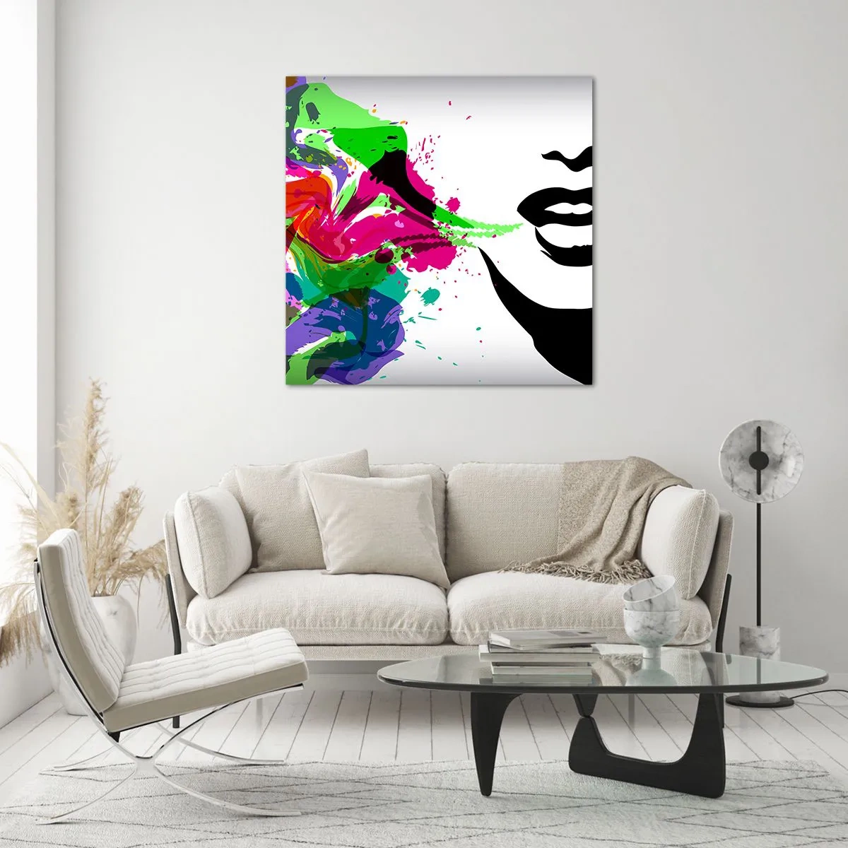 Quadro em vidro - Uma história nas cores do arco-íris - 50x50 cm