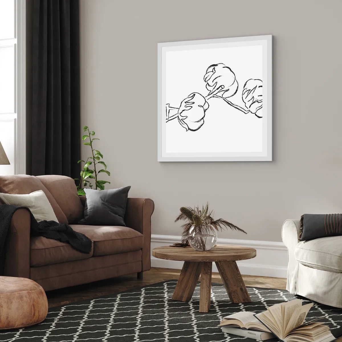 Pôster em moldura branca - Algodão para baixo - 40x40 cm