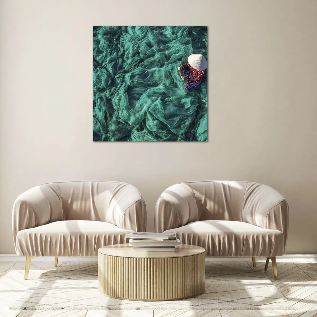 Quadro em vidro - Num mar de redes - 30x30 cm