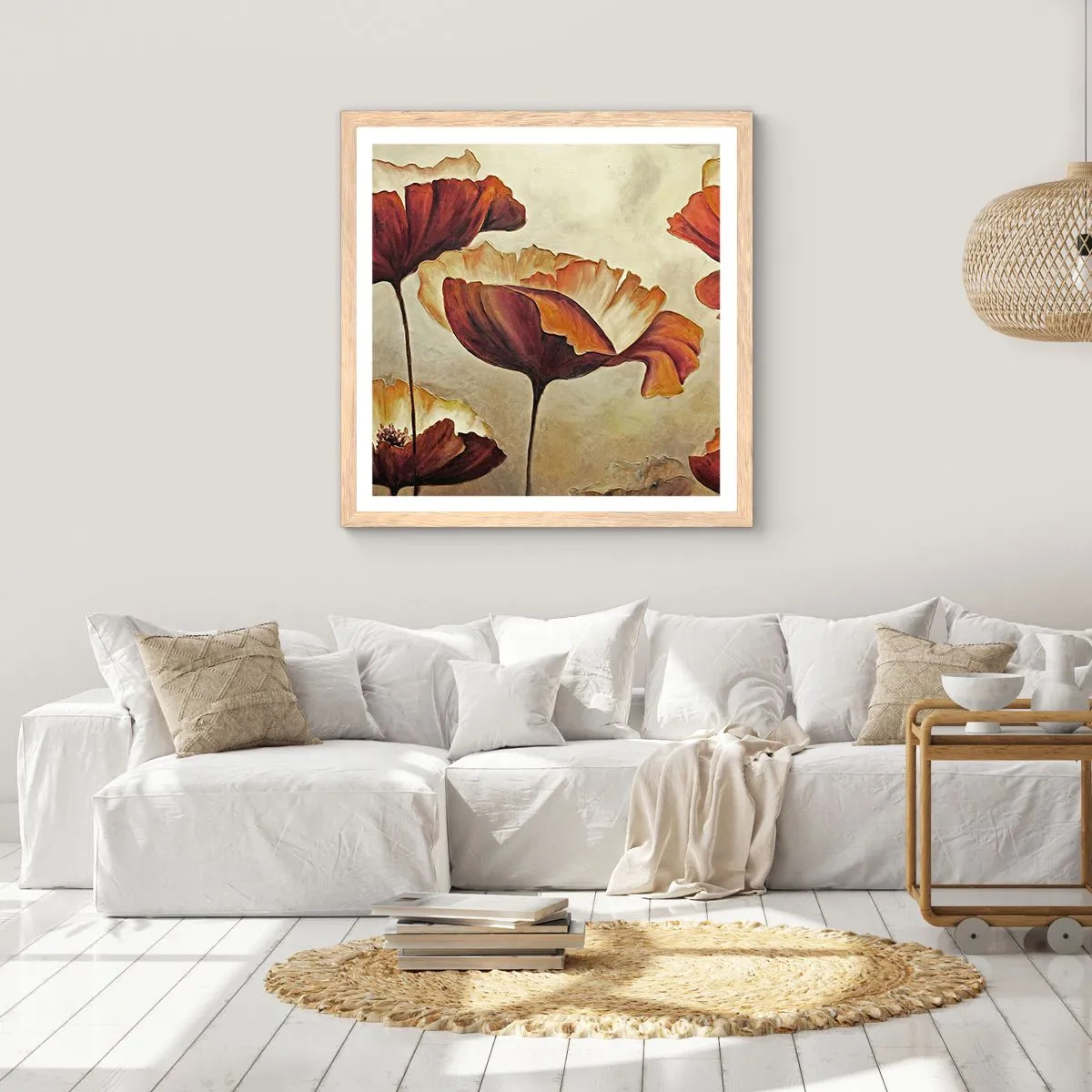 Pôster com moldura de carvalho claro - Prados e pradarias - 60x60 cm