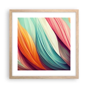 Pôster com moldura de carvalho claro - Tecido arco-íris - 40x40 cm