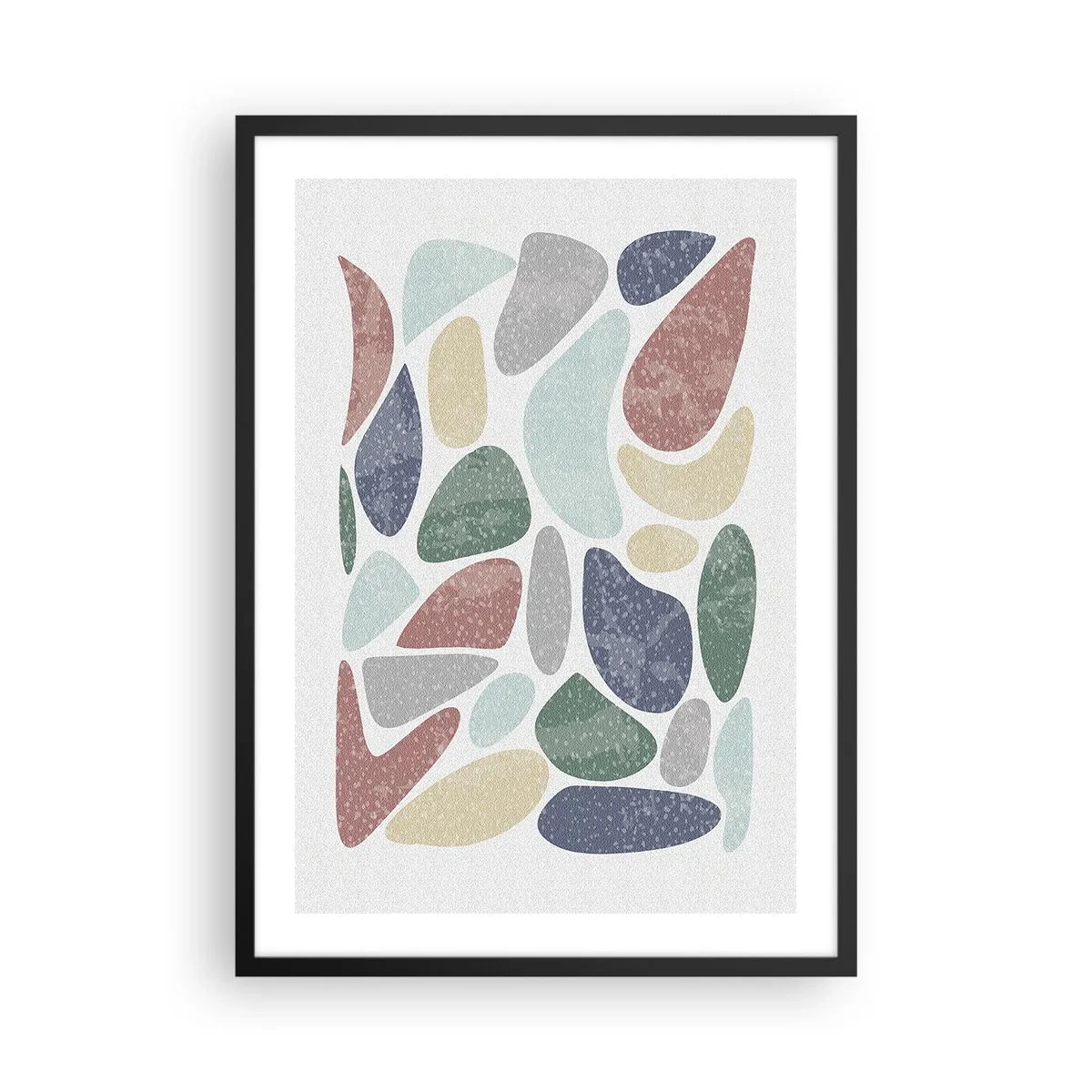 Pôster com moldura preta - Pedras abstratas em tons pastéis - 50x70cm - Um mosaico de cores em pó - Decoração de parede moderna para a sala de estar e quarto ARTTOR