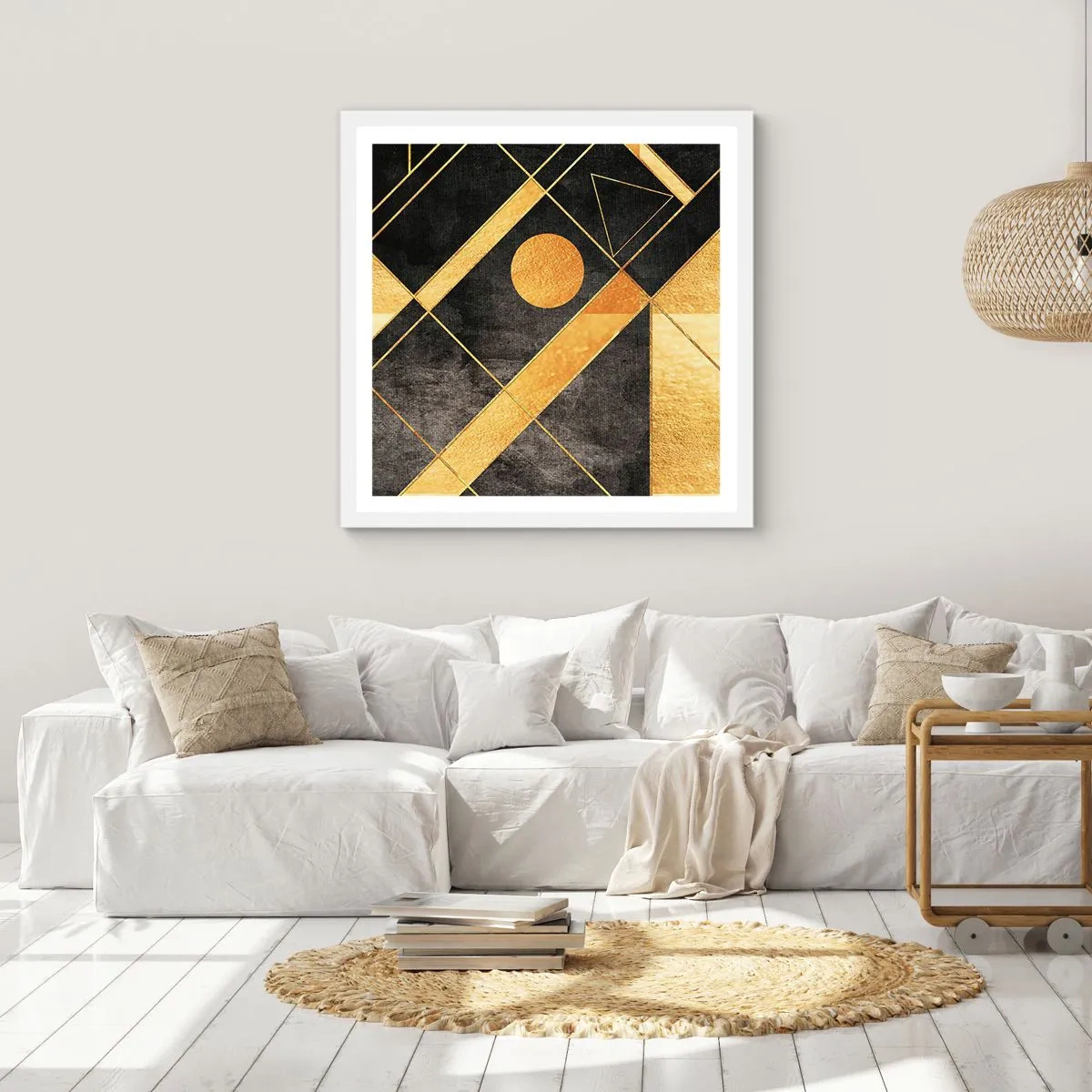 Pôster em moldura branca - Sol do Deserto - 60x60 cm