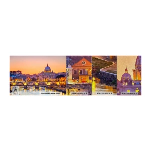 Amostra de papel de parede Premium Sand - Crepúsculo sobre a Cidade Eterna - Cidade, Roma, Arquitetura - 100x30 cm