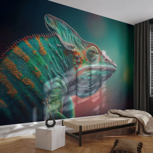 Papel de Parede Autocolante Deluxe Sticker - Estás a ver-me? Isso não é bom… - Camaleão, Animais, Réptil - 250x175 cm