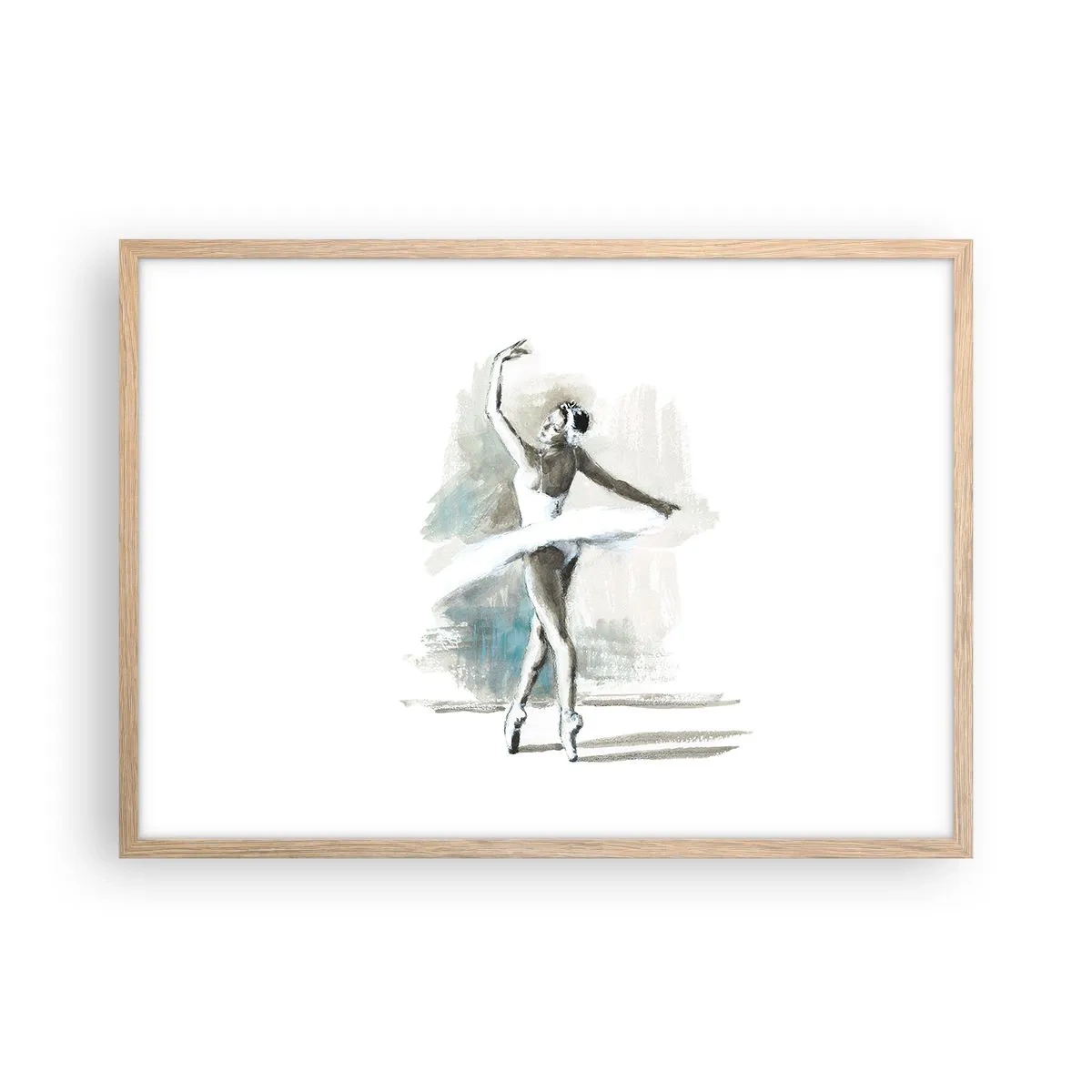 Pôster com moldura de carvalho claro - Encantada num cisne - 70x50 cm