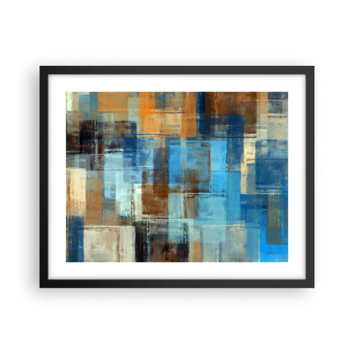 Pôster com moldura preta - Através da cortina azul - 50x40 cm