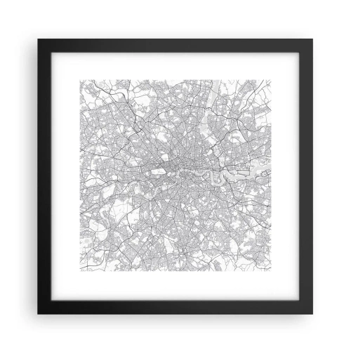 Pôster com moldura preta - Mapa do labirinto de Londres - 30x30 cm