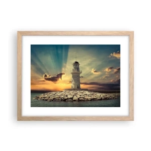 Pôster com moldura de carvalho claro - Luz - Bondade - Beleza - 40x30 cm