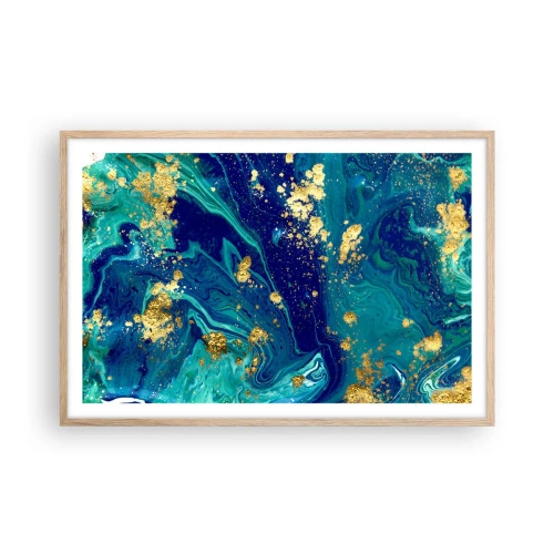 Pôster com moldura de carvalho claro - Flocos de sol - 91x61 cm