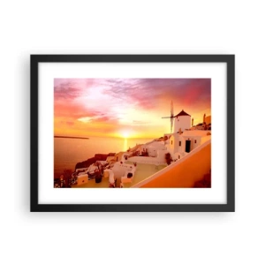 Pôster com moldura preta - Derreter em branco e ouro - 40x30 cm