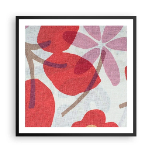 Pôster com moldura preta - Arranjo de flores em rosa - 60x60 cm