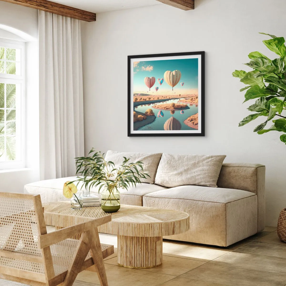 Pôster com moldura preta - O amor permite se reerguer - 40x40 cm