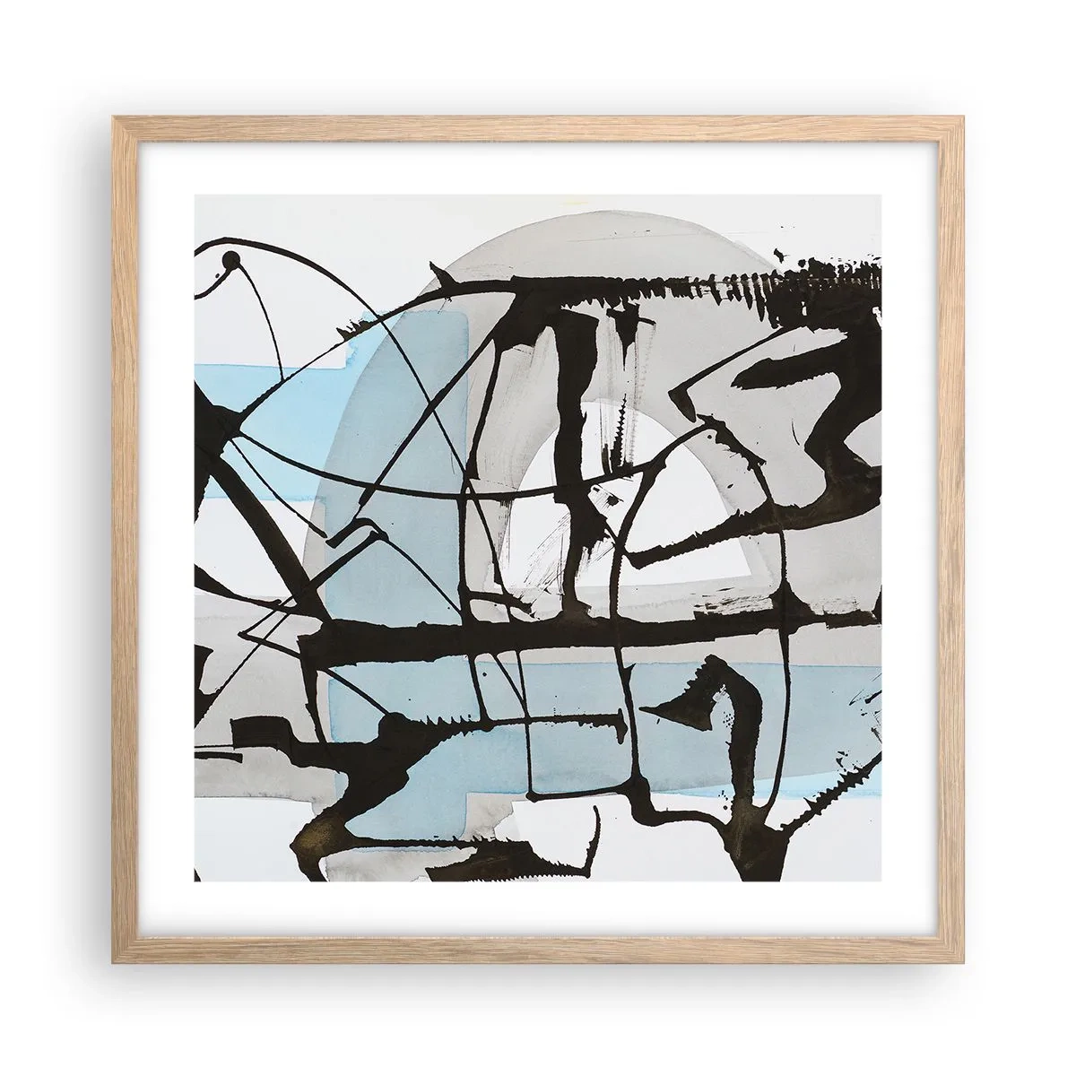 Pôster com moldura de carvalho claro - Azul mesmo assim - 50x50 cm