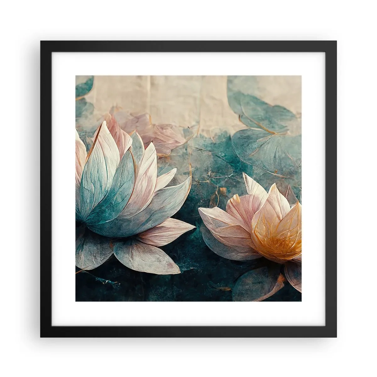 Pôster com moldura preta - Estrelas do lago - 40x40 cm