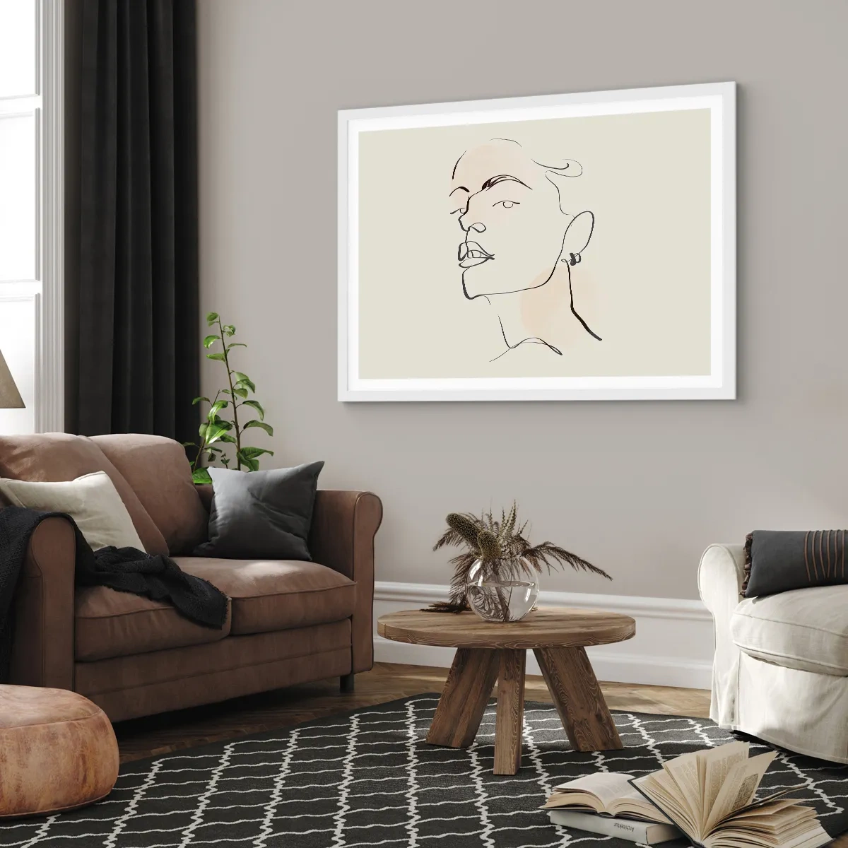 Pôster em moldura branca - Olhar orgulhoso - 91x61 cm