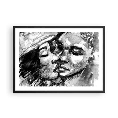 Pôster com moldura preta - Um momento de ternura - 70x50 cm