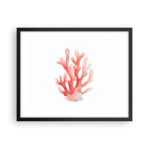 Pôster com moldura preta - Coral de cor coral - 50x40 cm