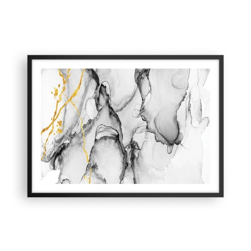 Pôster com moldura preta - Composição dourada - 70x50 cm