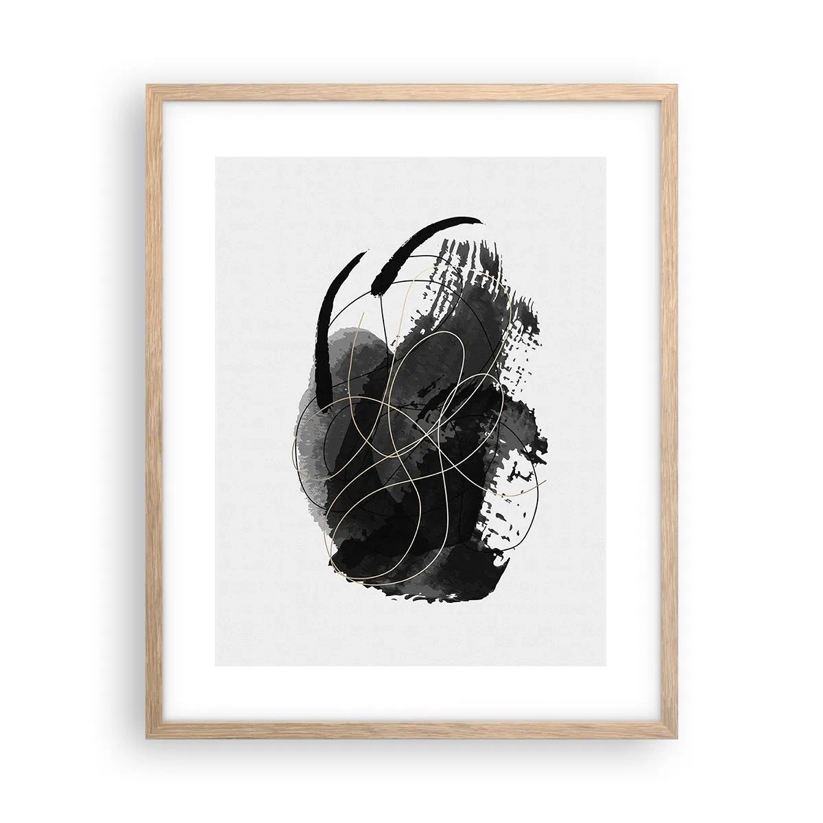 Pôster com moldura de carvalho claro - Emergido do preto - 40x50 cm