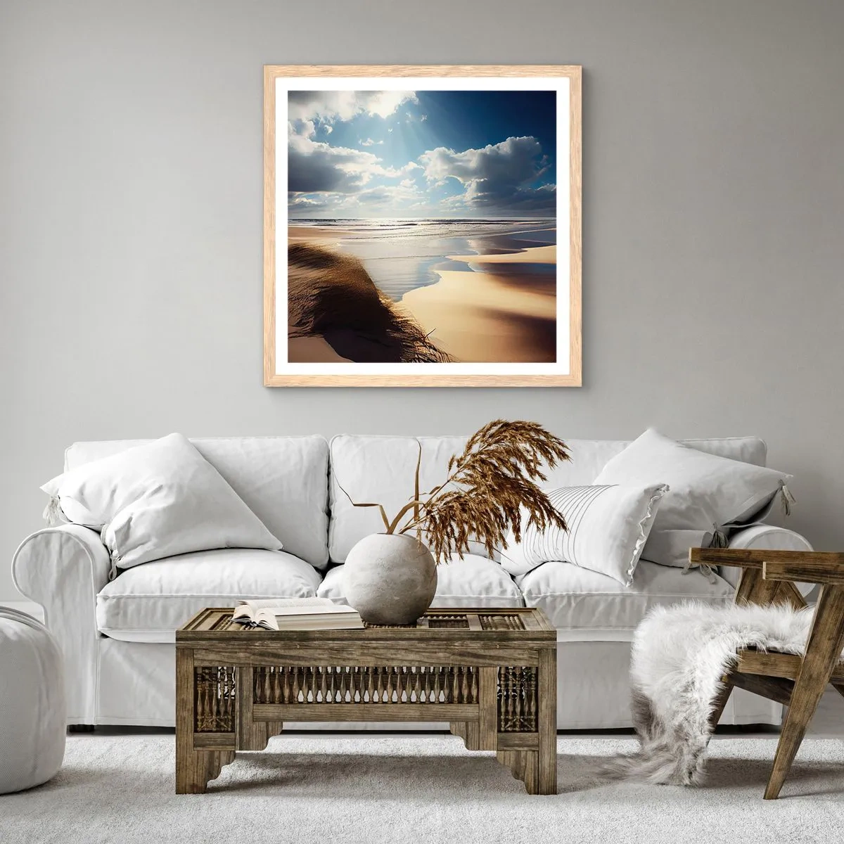 Pôster com moldura de carvalho claro - Praia, praia selvagem - 40x40 cm