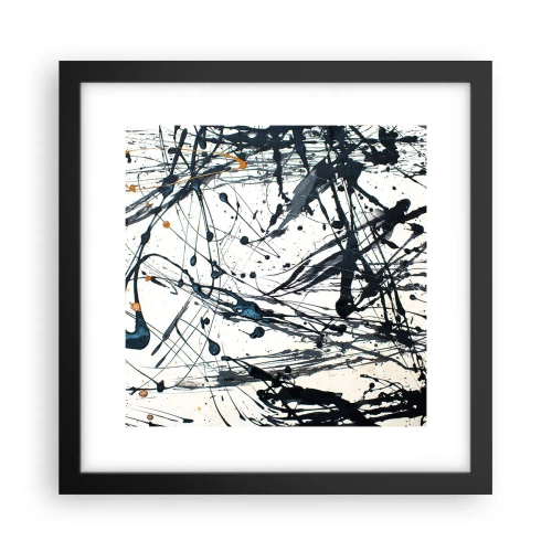 Pôster com moldura preta - Abstração expressionista - 30x30 cm