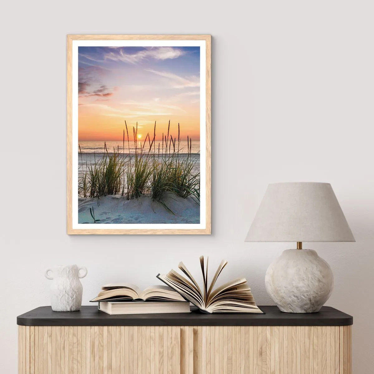 Pôster com moldura de carvalho claro - Olhe, pense, sinta - 70x100 cm