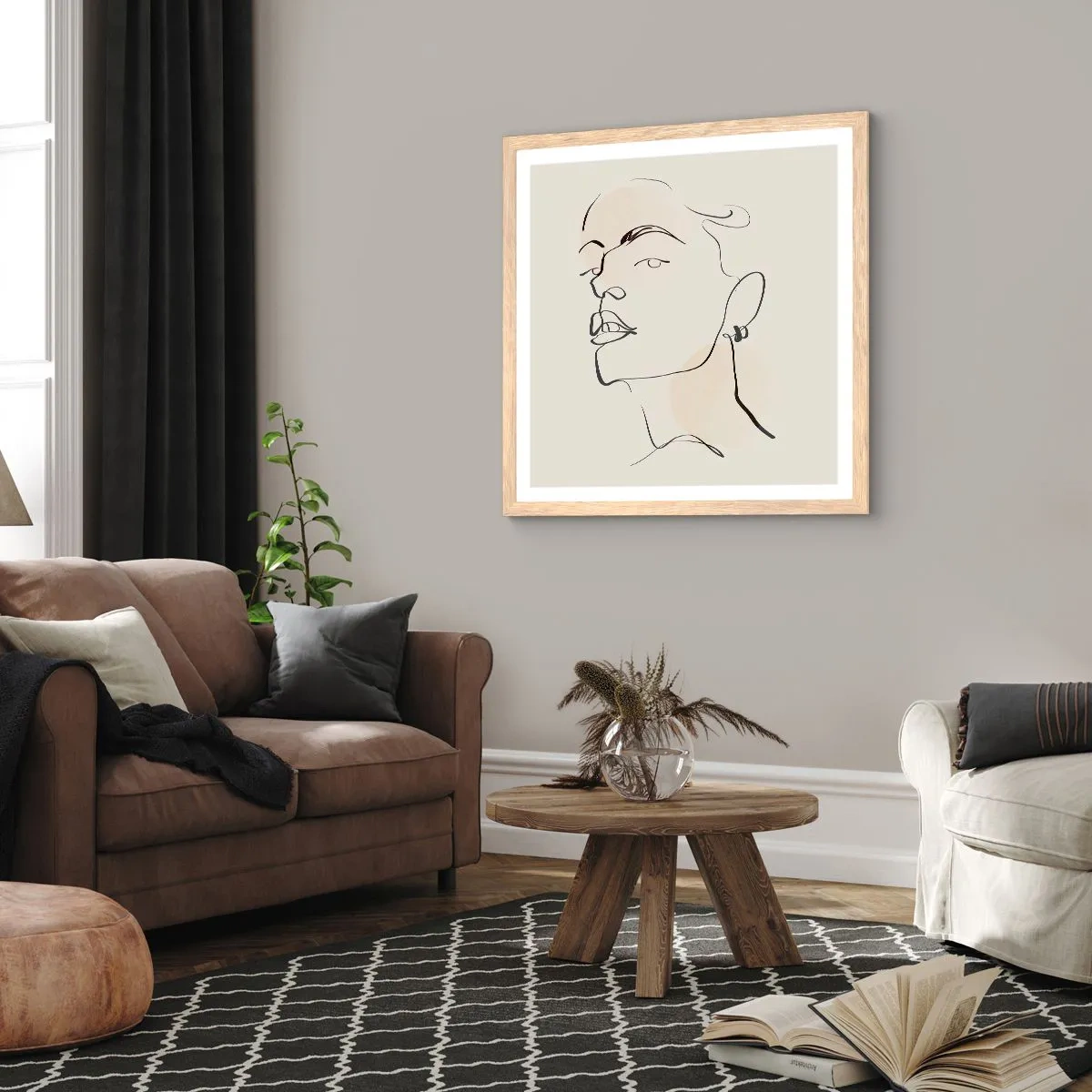 Pôster com moldura de carvalho claro - Olhar orgulhoso - 40x40 cm