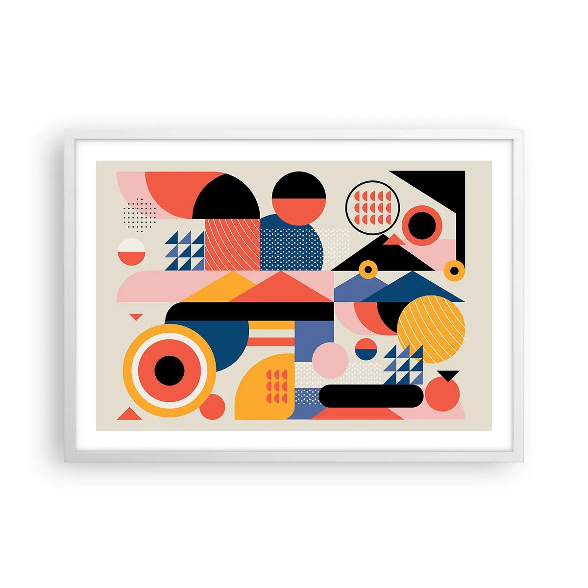 Pôster em moldura branca - Composição: brincar - 70x50 cm