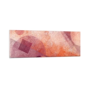 Quadro em vidro - Transformações geométricas em rosa - 90x30 cm