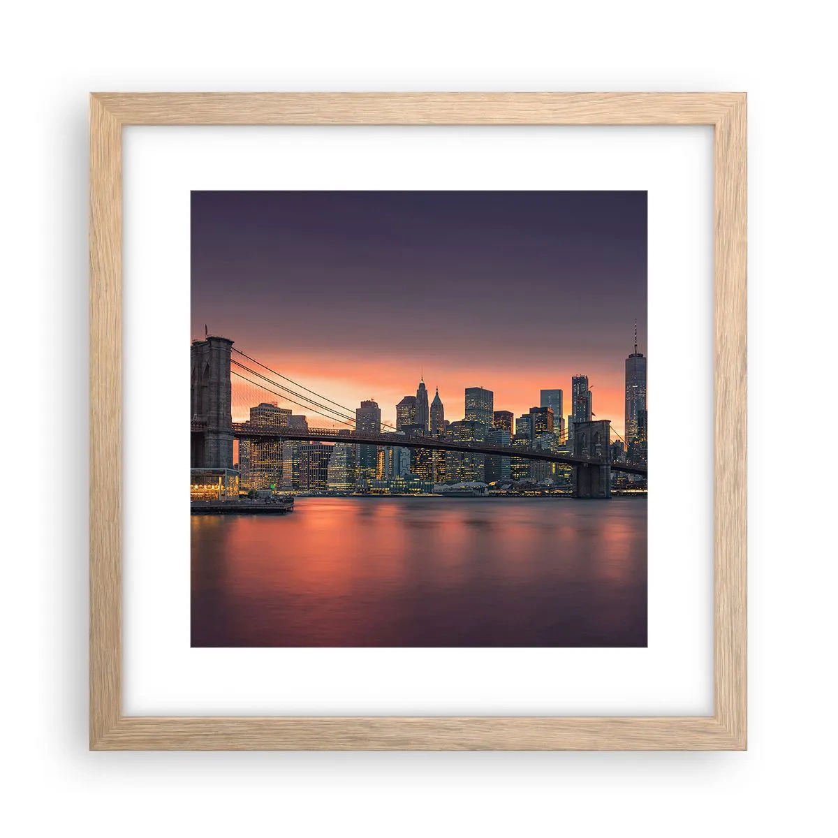 Pôster com moldura de carvalho claro - Imersa no silêncio lilás - 30x30 cm