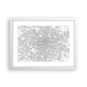 Pôster em moldura branca - Mapa do labirinto de Londres - 40x30 cm