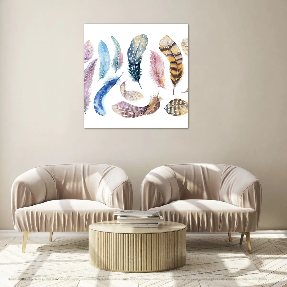 Quadro em vidro - Leve, heterogéneo e multicolorido - 70x70 cm