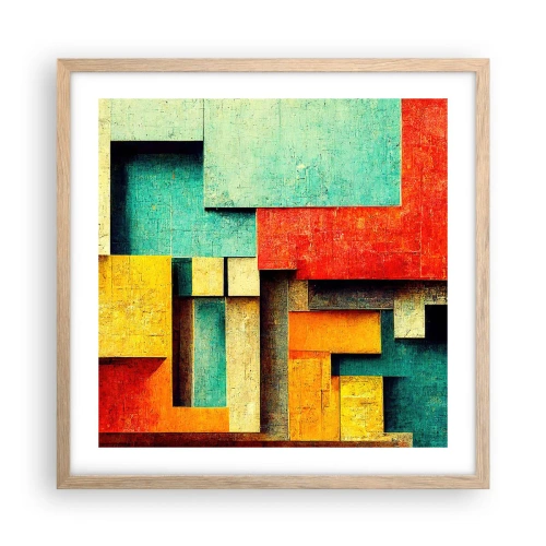 Pôster com moldura de carvalho claro - Festival de ângulos vivos - 50x50 cm