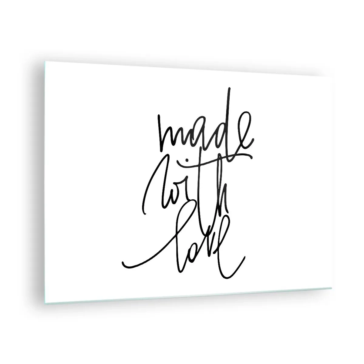 Quadro em vidro - Inscrição minimalista 'Feito com amor' - 70x50cm - A melhor marca - Decoração de parede moderna para a sala de estar e quarto ARTTOR
