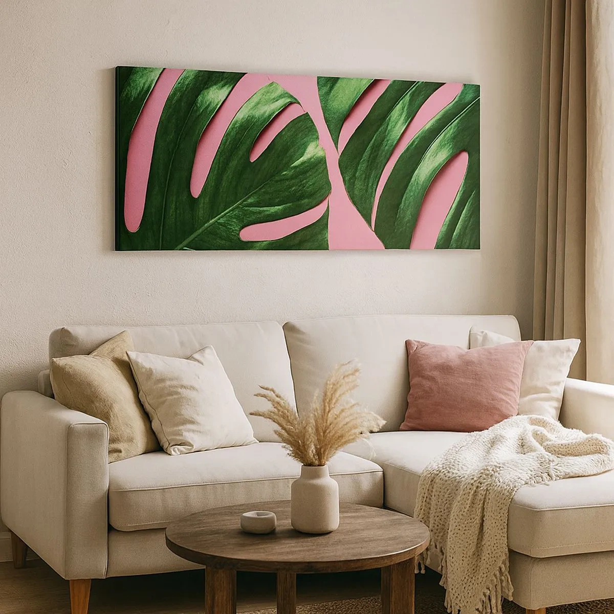 Quadro em tela - Encontro verde - 100x40 cm