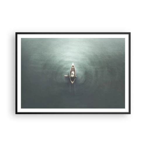 Pôster com moldura preta - Através do lago da lua - 100x70 cm